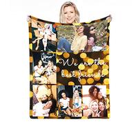 Personalised Blanket with Photo, Words Picture Collage Individual Blankets, Birthday Souvenir Gifts, Personalised Blanket for Father, Mother, Children, Dogs, Friends
