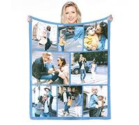 Personalised Blanket with Photo, Words Picture Collage Individual Blankets, Birthday Souvenir Gifts, Personalised Blanket for Father, Mother, Children, Dogs, Friends