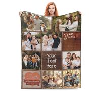 Personalised Blanket with Photos Name for Adults Kids, Customised Blankets with 8 Collage Pictures, Design Flannel Blanket Gifts for Family Father's Mother's Day Christmas Valentines Day Birthday