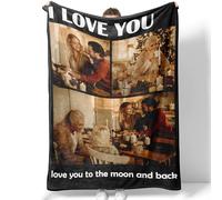 Personalised Blanket with Photos & Text, Custom blanket Throws with Picture, Customised Blankets for Family, Personalised for Father’s Day, Mother’s Day,blanket gifts for Christmas, Birthday