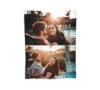 Personalised Blankets for Couples Girlfriends DIY Blanket with 2 Photos Text Custom Picture Throw Blanket Gift for Adults Kids Birthday Christmas New Year Mothers Fathers Valentines Day