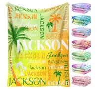 Personalised Blankets for Kids, Custom Name Blanket with Coconut Tree, Personalised Birthday for Her Him Best Friend