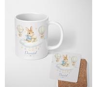 Personalised Blue Bunny Rabbit Mug Custom Name Colour Gift For Kids Girls | 11oz Printed Design, Multiple Options, Everyday Drinkware, Vibrant Colour Print, Gift