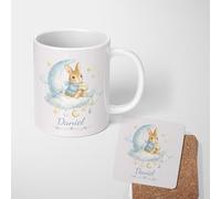 Personalised Blue Bunny Rabbit Mug Custom Name Colour Gift For Kids Girls | 11oz Printed Design, Multiple Options, Everyday Drinkware, Vibrant Colour Print, Gift