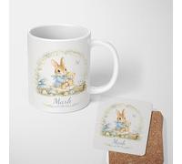 Personalised Blue Bunny Rabbit Mug Custom Name Colour Gift For Kids Girls | 11oz Printed Design, Multiple Options, Everyday Drinkware, Vibrant Colour Print, Gift