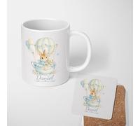 Personalised Blue Bunny Rabbit Mug Custom Name Colour Gift For Kids Girls | 11oz Printed Design, Multiple Options, Everyday Drinkware, Vibrant Colour Print, Gift