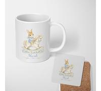 Personalised Blue Bunny Rabbit Mug Custom Name Colour Gift For Kids Girls | 11oz Printed Design, Multiple Options, Everyday Drinkware, Vibrant Colour Print, Gift