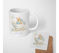 Personalised Blue Bunny Rabbit Mug Custom Name Colour Gift For Kids Girls | 11oz Printed Design, Multiple Options, Everyday Drinkware, Vibrant Colour Print, Gift