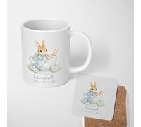 Personalised Blue Bunny Rabbit Mug Custom Name Colour Gift For Kids Girls | 11oz Printed Design, Multiple Options, Everyday Drinkware, Vibrant Colour Print, Gift