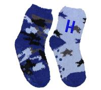 Personalised Blue Camouflage Boys Gripper Bed Socks (UK, Numeric, 9, 12, Regular, Blue)