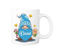 Personalised Blue Christmas Gonk Mug - Cute Gnome Hot Chocolate Cup, Christmas Movie Watching Mug, Secret Santa Gift, Stocking Filler, Xmas Eve Box Present, Birthday Gift for Gonk Lovers
