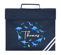 Personalised Blue Dinosaurs Book Bag for Boys Watercolour Dino Return to School Nursery Kids Bag, One Size, Navy