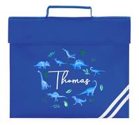 Personalised Blue Dinosaurs Book Bag for Boys Watercolour Dino Return to School Nursery Kids Bag, One Size, Royal