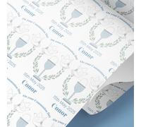 Personalised Blue Holy Communion Wrapping Paper | Personalised Wrapping Paper Rolls - 61cm Width | First Holy Communion Wrapping Paper | Custom Name Wrapping Paper | Present Idea | (Blue, 1mt)