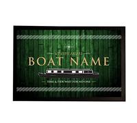 Personalised Boat Mat - Green Canal narrow Boat, door mat 60 x 40cm B558