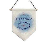 Personalised Boat sign | Linen hanging Pennant Flag | Narrowboat, Nautical Sailing gift| welcome aboard