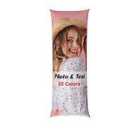 Personalised Body Pillow Covers, 20 x 54in Customised Large Rectangle Pillow Case with Photo Picture Logo, Design Your Own Cushion Cover with Double-Sided Print, Gifts for Birthday Valentine'S Day