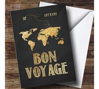 Personalised Bon Voyage Journey World Plane Bon Voyage Travel Card - Good Luck On Travels, Bon Voyage Card, Going Travelling Card, Leaving Card