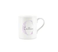 Personalised Bone China Mug - Floral Pink Letter C - Small Coffee Tea Mug Gift Present