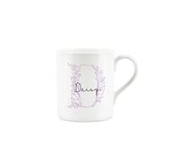 Personalised Bone China Mug - Floral Pink Letter D - Small Coffee Tea Mug Gift Present