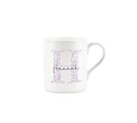 Personalised Bone China Mug - Floral Pink Letter H - Small Coffee Tea Mug Gift Present