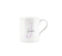Personalised Bone China Mug - Floral Pink Letter J - Small Coffee Tea Mug Gift Present