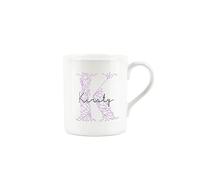 Personalised Bone China Mug - Floral Pink Letter K - Small Coffee Tea Mug Gift Present