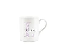Personalised Bone China Mug - Floral Pink Letter L - Small Coffee Tea Mug Gift Present