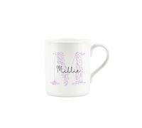 Personalised Bone China Mug - Floral Pink Letter M - Small Coffee Tea Mug Gift Present