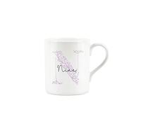 Personalised Bone China Mug - Floral Pink Letter N - Small Coffee Tea Mug Gift Present