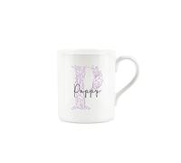 Personalised Bone China Mug - Floral Pink Letter P - Small Coffee Tea Mug Gift Present