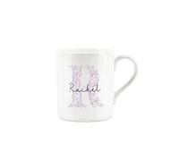 Personalised Bone China Mug - Floral Pink Letter R - Small Coffee Tea Mug Gift Present