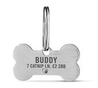 Personalised Bone Shaped Pet Tag for Dogs & Cats - Custom Engraved Stainless Steel Pets ID Name Tag - Durable Double-Sided Identity Tags - Puppy Kitten Collar Accessories