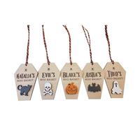 Personalised Boo Basket Tag, Wooden Halloween Tag, Spooky Gift Tag, Trick or Treat, Ghost, Pumpkin, Bat, Cat, Boo Basket Gift, Coffin