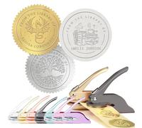 Personalised Book Embosser Stamp with Name and Logo, Custom Embossed Book Stamp for Books, Cards, Libraries, Envelopes, Wedding Invitations, Notary Seal Labels