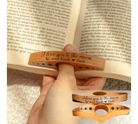 Personalised Book Page Holder - I Love You to The Moon and Back, Custom Wooden Thumb Page Holder for One-Handed Reading, Reading Bookish Accessories Gift for Teachers Book Lovers