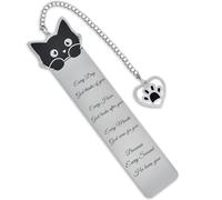 Personalised Bookmark,Customised Inspirational Quote, Cat-Shaped Stainquility Steel,Creative Design Metal Bookmarks for Women, Readers, Book Lovers Birthday Gift, Book Clubs, Engraved Keepsake Markers