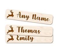 Personalised Bookmark - Reindeer Jumping: Custom Name Wooden Christmas Book Lover Gift - Present for Readers, Stocking Filler, Secret Santa
