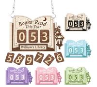 Personalised Books Read This Year Tracker Custom Name Fun Reading Theme Wooden Book Counter Sign Bookshelf Library Decorative Plaque Gift For Writers Readers Bookworn Xmas Birthday (style 15)