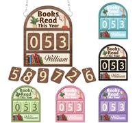 Personalised Books Read This Year Tracker Custom Name Fun Reading Theme Wooden Book Counter Sign Bookshelf Library Decorative Plaque Gift For Writers Readers Bookworn Xmas Birthday (style 21)
