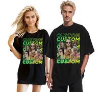 Personalised Bootleg Rap Tee Shirts Custom Face T Shirt with Picture Text Custom Vintage Graphic T-Shirt for Women Men Personalized Shirts for Girlfriend Boyfriend Gifts for Birthday Christmas
