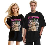 Personalised Bootleg Rap Tee Shirts Custom Face T Shirt with Picture Text Custom Vintage Graphic T-Shirt for Women Men Personalized Shirts for Girlfriend Boyfriend Gifts for Birthday Christmas