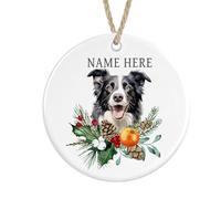 Personalised Border Collie Ceramic, Christmas Tree Bauble Decoration