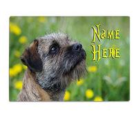 Personalised Border Terrier Chopping Board Dog Custom Glass Worktop Saver Cutting Kitchen Surface Protector - 30 x 40cm Puppy Birthday Gift ST320