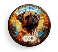 Personalised Border Terrier Dog Coaster Round Stained Glass Dog Drink Mat Puppy Homeware Birthday Gift GD15