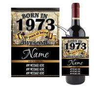 Personalised Born in Any Year Happy Birthday 18th 21st 30th 40th 50th 60th 70th 80th Wine/Champagne Bottle Label Sticker N155 Perfect Gift for Him Her