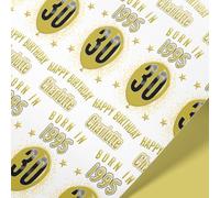 Personalised Born in Year Birthday Gift Wrap | 21st,30th,40th,50th,60th Birthday Wrapping Paper | Rolls - 61cm Width | Gold & Black Themed Elegant Wrapping Paper | Gold Wrapping Paper (Gold, 6mt)