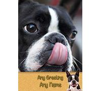 Personalised Boston Terrier Dog Greeting Card (Birthday, Mothers Day, Fathers Day, Christmas, Blank) - Custom Card for Him Her Male Female Family Kids