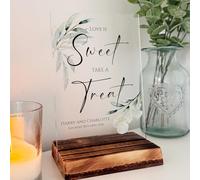 Personalised Botanical Love is Sweet Sign, Acrylic Wedding Party Sweet Bar Sign, Dessert Bar Sign, Cake Table, A5