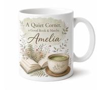 Personalised Botanical Matcha Mug Cosy Reading Retreat Gift 11oz